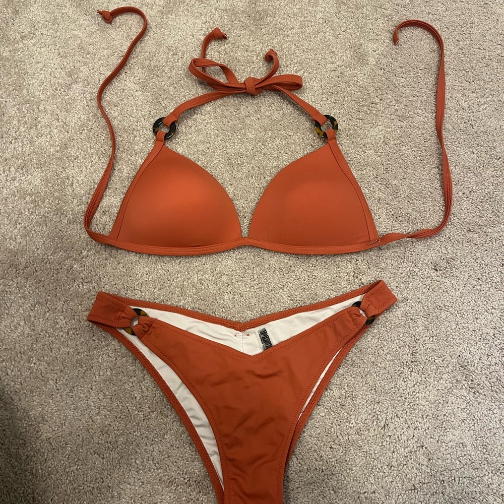 PINK Victoria's Secret Orange Bikini Set with Triangle Top